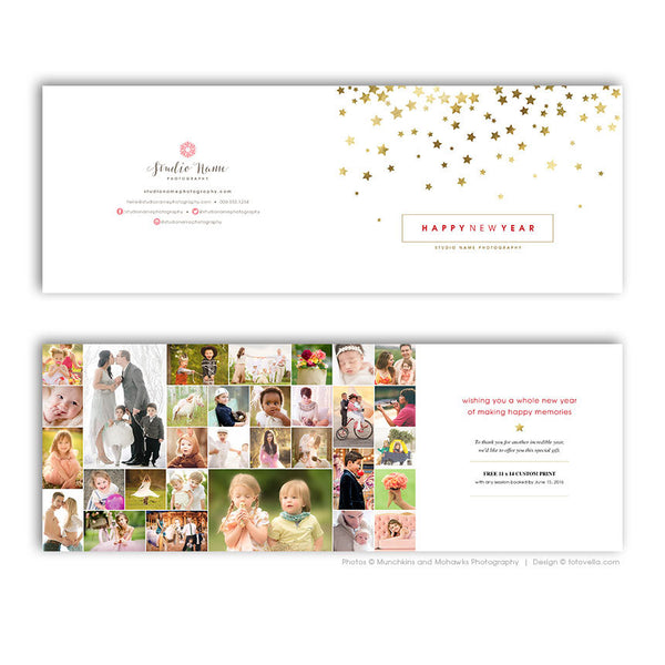Thank You Card Templates - Year End Folded Thank You Card Template For Photographers - STARS - 1498