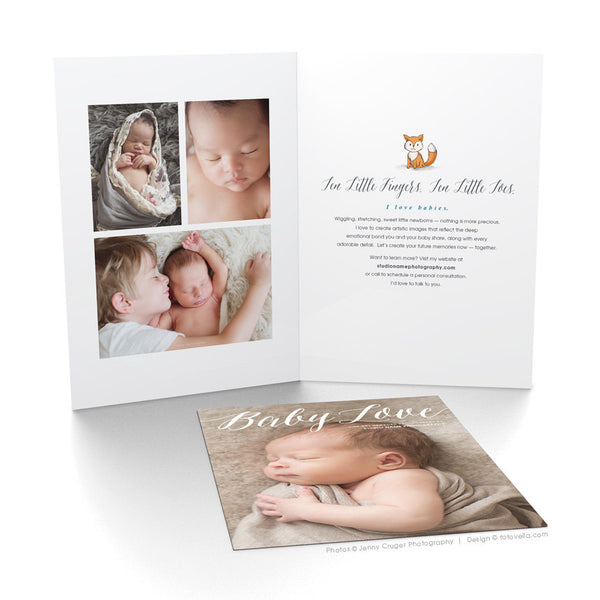 Photography Marketing Promo Card - Folded Promo Card - 5x7 - Newborn Photographer - 1499
