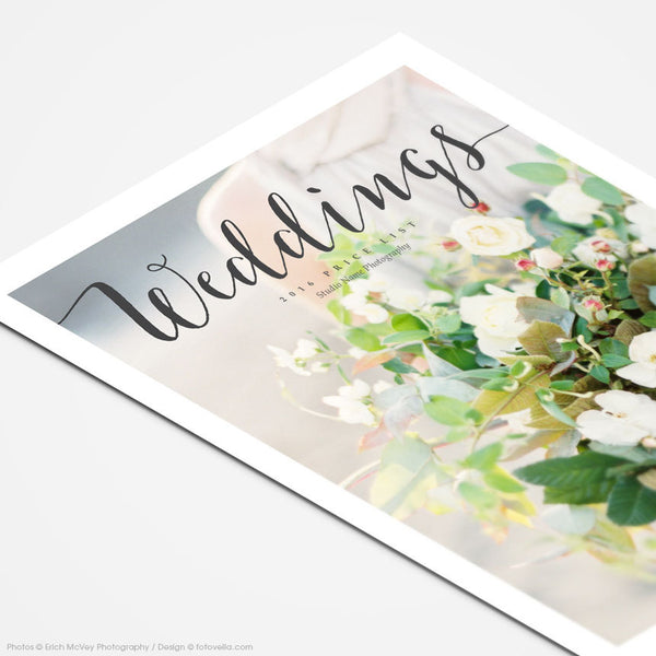 Wedding Photography Price List Templates - Four Page Pricing Guide - Packages, Prints, Albums + Cover - 8.5 x 11 - BLISS - 1503