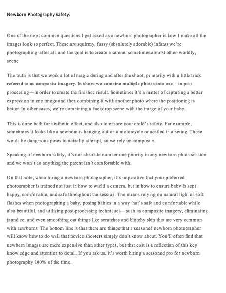 Newborn and Maternity Photography Prewritten Content Bundle: Prewritten Text for your Website, Newsletter, Emails + Blog!