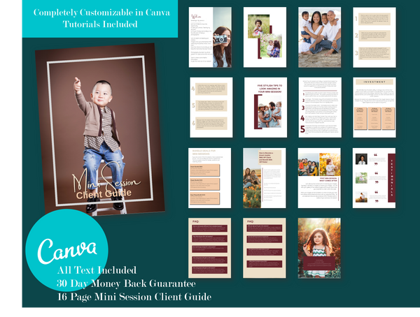 Mini Session Client Guide for Canva | Welcome Packet Template, Magazine Template for Canva