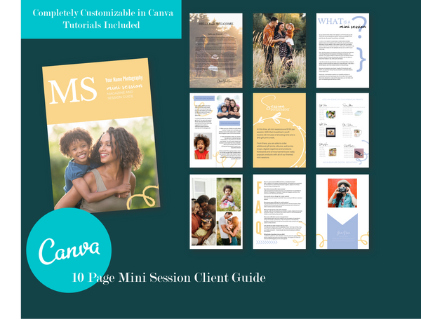 Mini Session Client Guide for Canva | Photography Welcome Packet Template, Magazine Template for Canva Version 1