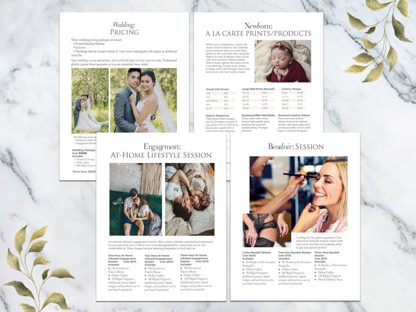 66 Prewritten Photographer Pricing Template Pages