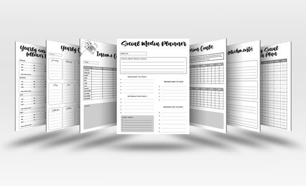 Photography Planner, Photography Social Media Planner & Tracker, Photography Goal Sheets