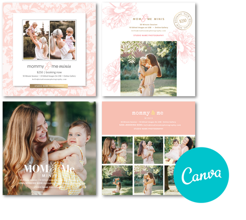 Mommy and Me Marketing Template Bundle for Photographers, For CANVA, Mother's Day Mini Session, Templates