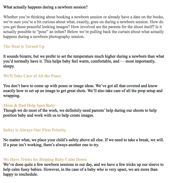 Newborn and Maternity Photography Prewritten Content Bundle: Prewritten Text for your Website, Newsletter, Emails + Blog!