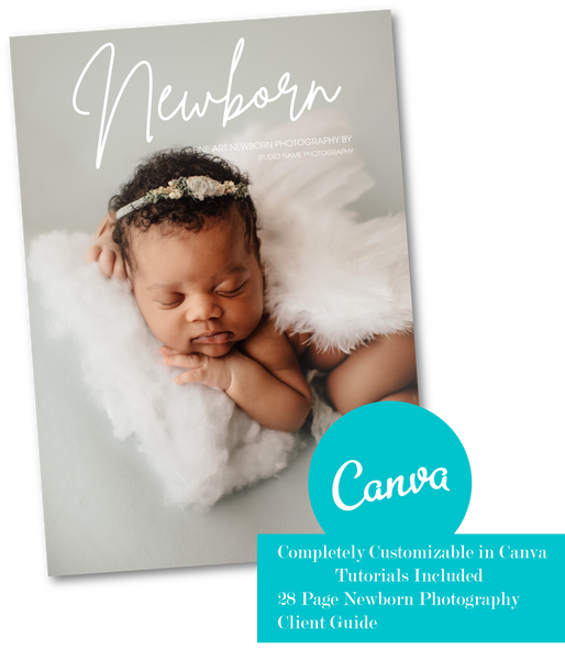 Newborn Photography Marketing Magazine Template for CANVA, Welcome Packet Template, Client Guide for Newborn Photographers