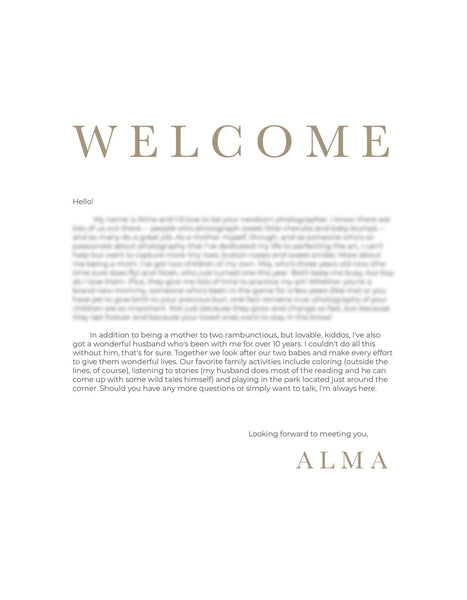 Newborn Photography Client Guide | Newborn Welcome Packet Template | PSD Template