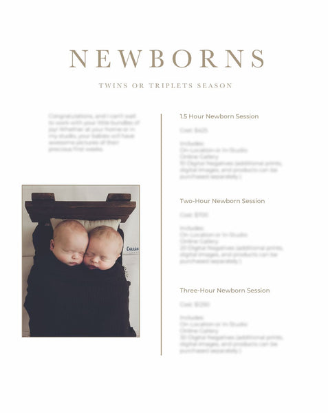 Newborn Photography Client Guide | Newborn Welcome Packet Template | PSD Template