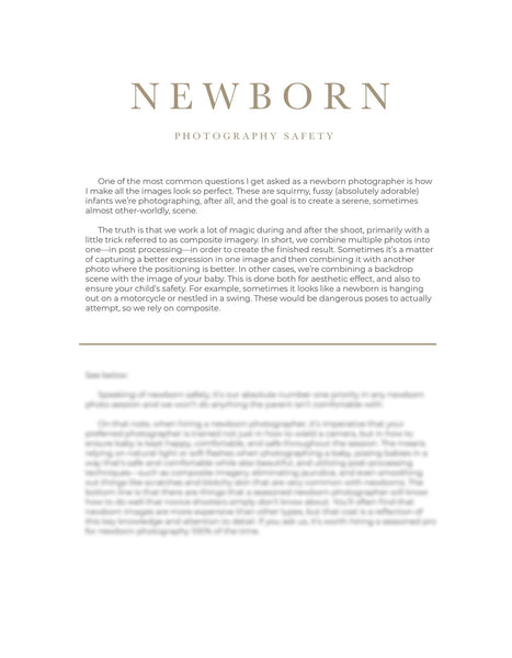 Newborn Photography Client Guide | Newborn Welcome Packet Template | PSD Template