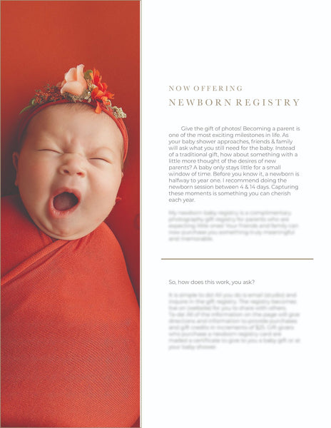 Newborn Photography Client Guide | Newborn Welcome Packet Template | PSD Template