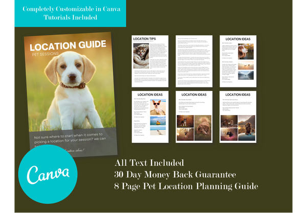 Location Planning Guide for Photography Clients for CANVA: HUGE BUNDLE