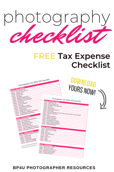 FREE Photography Tax Write Off Checklist