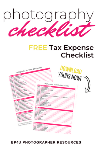 FREE Photography Tax Write Off Checklist
