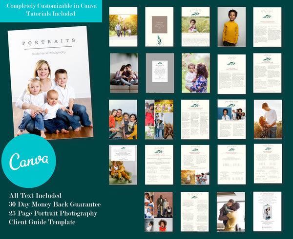 Family Photographer Client Welcome Guide Studio Magazine for CANVA, Portrait Client Guide for CANVA, Magazine Template
