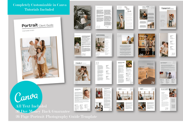 Portrait Client Guide, Welcome Packet Template, Magazine Template FOR CANVA