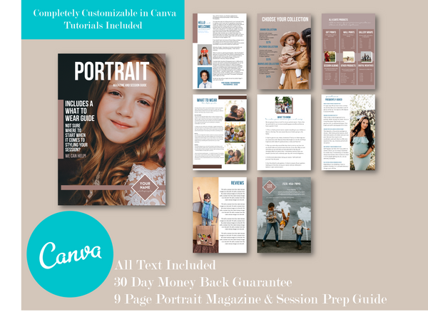 Family Client Guide for Canva |  Magazine Welcome Packet Template | Portrait Photography Template, Version 2