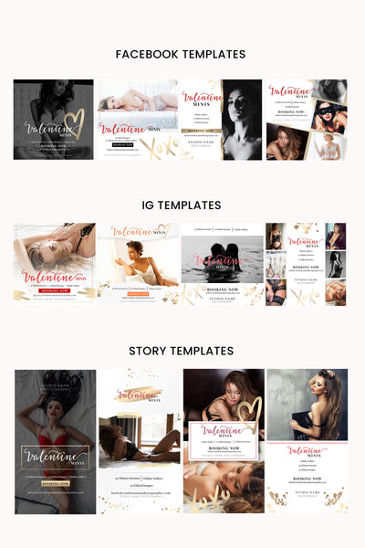 Boudoir Valentine Mini Session Marketing Template Bundle for Photographers