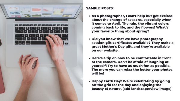 *NEW IN 2022* April Social Media Content for Photographers *Copy-Paste-Post*  Already done for you!
