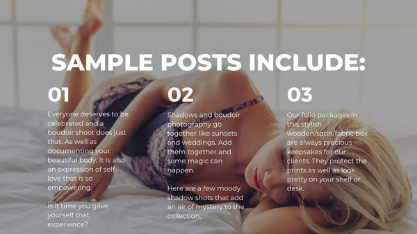 *BRAND NEW* Boudoir Photography Monthly Social Media Content *Copy-Paste-Post* - 365 Posts Already done for you!