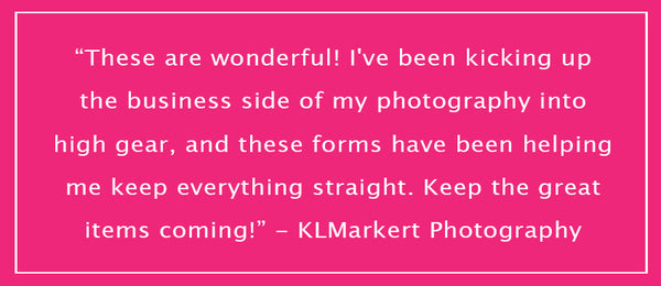 Order Forms for Photographers | Print & Go Organization Sheets for Photographers