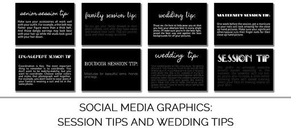 258 Session Tip Text Overlays for Social Media: Session Tips and Wedding Tips