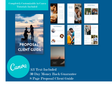 Wedding Proposal Client Guide for CANVA,  Welcome Packet Template for Wedding Photographers, Proposal Photography