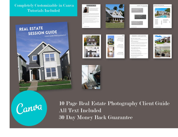Real Estate Photography Client Guide for Canva, Welcome Packet Template, Magazine Template for Canva