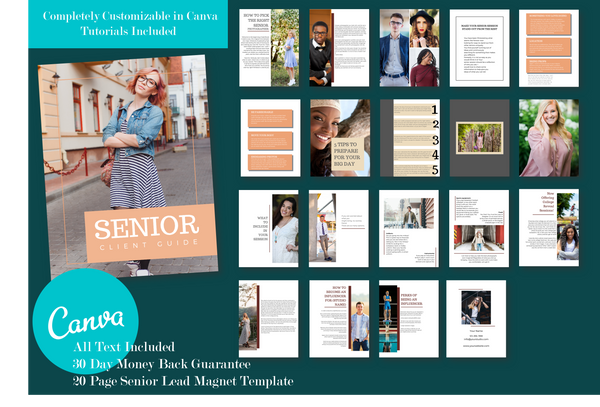Senior Photography Lead Magnet Template | Client Prep Guide, Magazine Template for CANVA