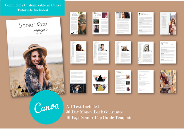 Senior Rep Client Guide, Senior Photography Welcome Packet Template Senior Reps for Canva, Senior Magazine Template