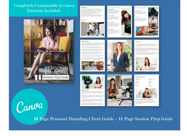 Personal Branding Client Guide, Personal Branding Session Prep Guide, Welcome Packet Template for Canva