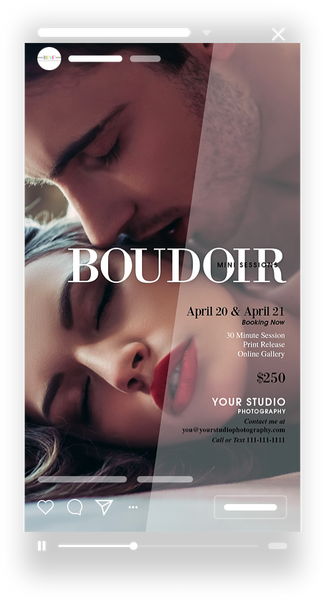 24 Piece Boudoir Photography Mini Session Marketing Template Bundle for Photographers |  Facebook & Instagram Templates