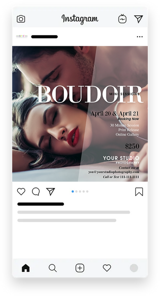 24 Piece Boudoir Photography Mini Session Marketing Template Bundle for Photographers |  Facebook & Instagram Templates