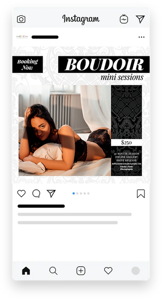 24 Piece Boudoir Photography Mini Session Marketing Template Bundle for Photographers |  Facebook & Instagram Templates