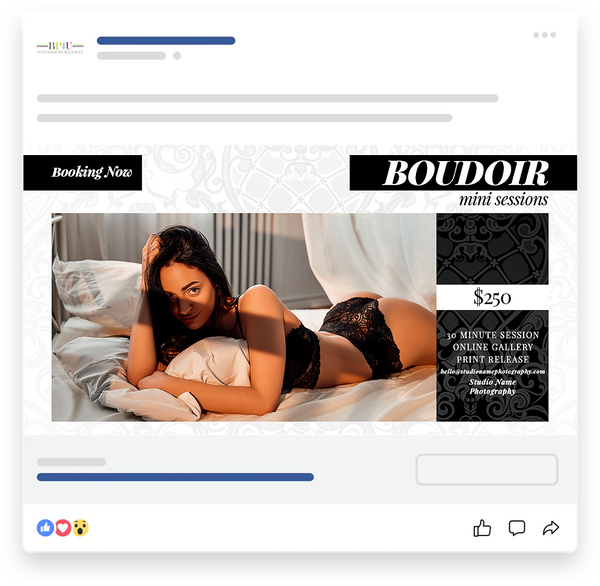 24 Piece Boudoir Photography Mini Session Marketing Template Bundle for Photographers |  Facebook & Instagram Templates