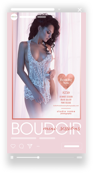 24 Piece Boudoir Photography Mini Session Marketing Template Bundle for Photographers |  Facebook & Instagram Templates