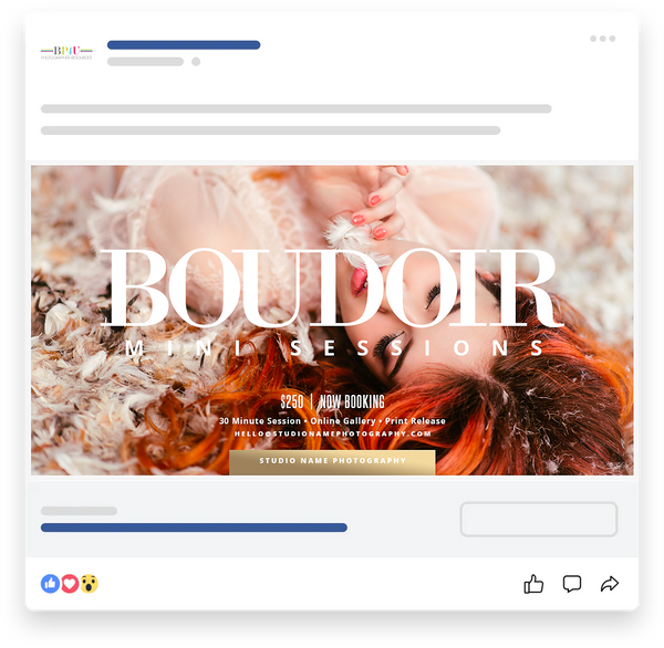 24 Piece Boudoir Photography Mini Session Marketing Template Bundle for Photographers |  Facebook & Instagram Templates