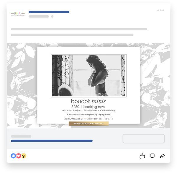 24 Piece Boudoir Photography Mini Session Marketing Template Bundle for Photographers |  Facebook & Instagram Templates