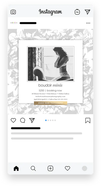24 Piece Boudoir Photography Mini Session Marketing Template Bundle for Photographers |  Facebook & Instagram Templates