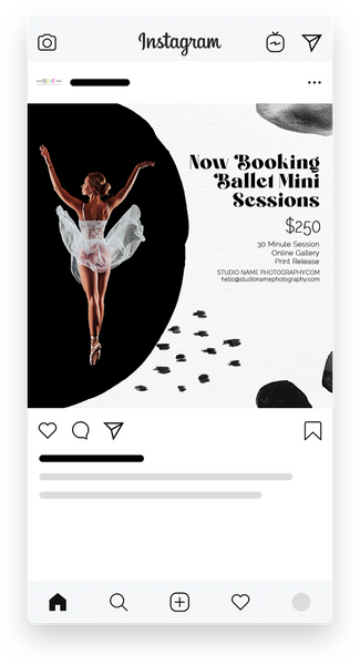 Ballet and Dancer Sessions Marketing Templates for Photographers | Ballet Photography Mini Session Templates | PSD Templates