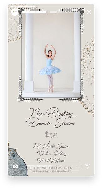 Ballet and Dancer Sessions Marketing Templates for Photographers | Ballet Photography Mini Session Templates | PSD Templates