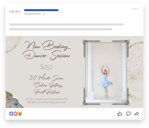 Ballet and Dancer Sessions Marketing Templates for Photographers | Ballet Photography Mini Session Templates | PSD Templates