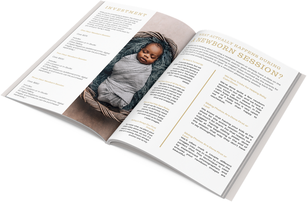 Newborn Photography Client Guide for Canva | Newborn Welcome Packet Template | Magazine Template for Canva