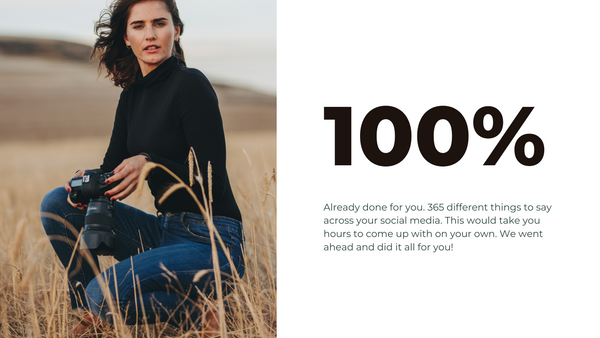 Non-Niche-Specific Photography Social Media Content *Copy-Paste-Post* - 365 Posts Already done for you!