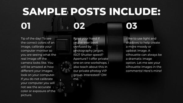 Photography Educator Social Media Content, Content Ideas, Photo Challenges + more!