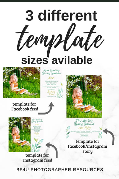 Spring and Easter Marketing Template Bundle for Photographers, Mini Session Templates