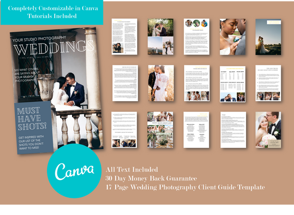 Wedding Photographer Marketing Template for CANVA, Wedding Photography Welcome Guide Template, Client Guide Template, 1st Edition