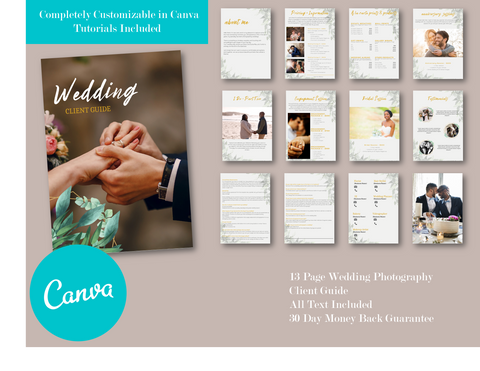Wedding Photography Client Guide for CANVA | Welcome Packet Template for Wedding Photographers, Magazine Template