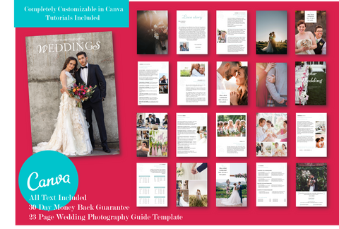 Wedding Photography Marketing Magazine Template for CANVA, Wedding Photographer Welcome Guide, Client Guide Template  for Wedding Photographers