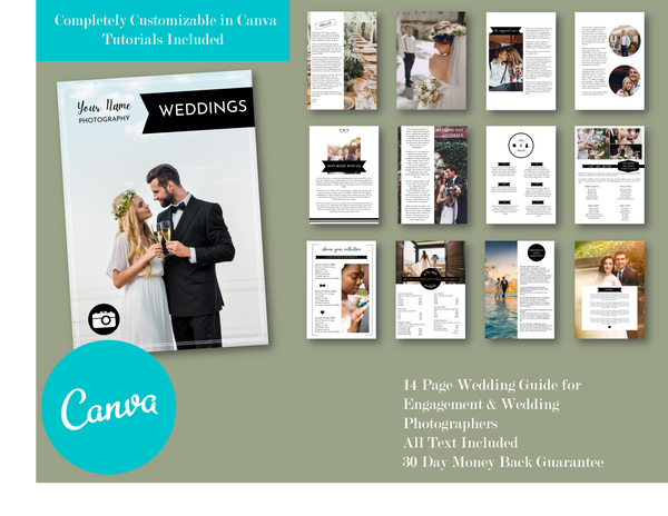 Wedding Photographer Marketing Template for CANVA, Wedding Photography Welcome Guide Template, Client Guide Template 2